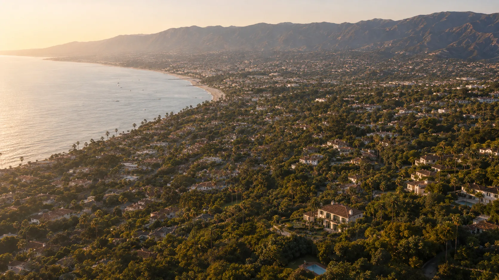 The Santa Barbara coastline from above