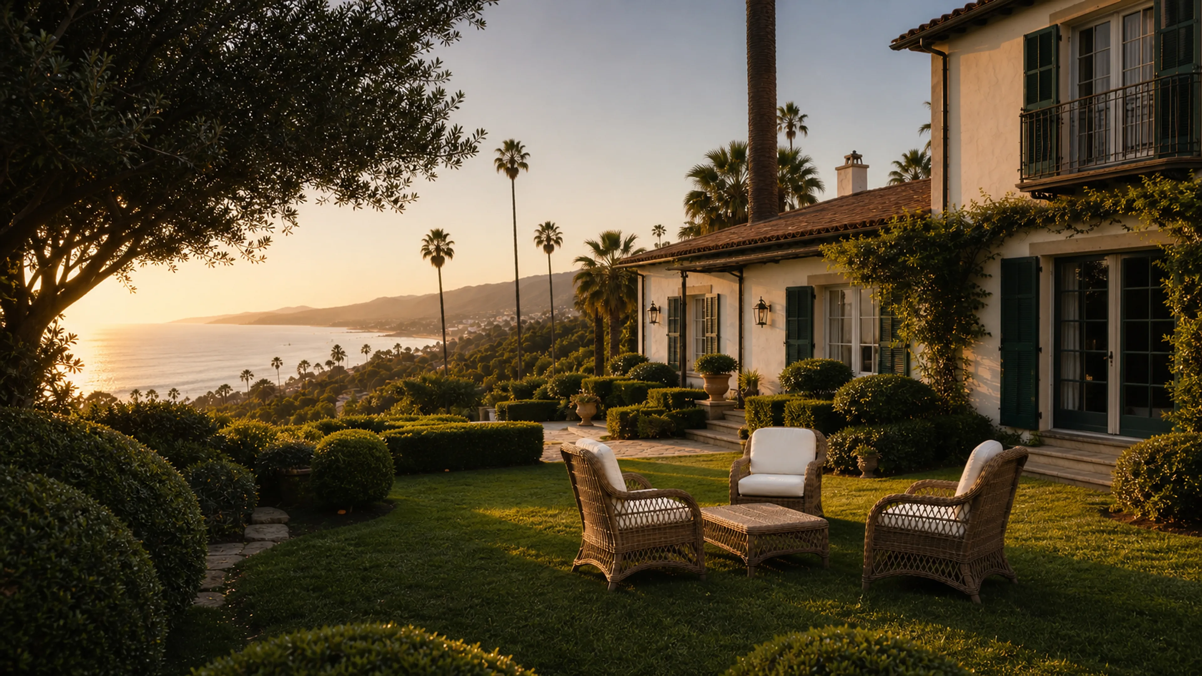 A quiet lawn above the Santa Barbara coastline